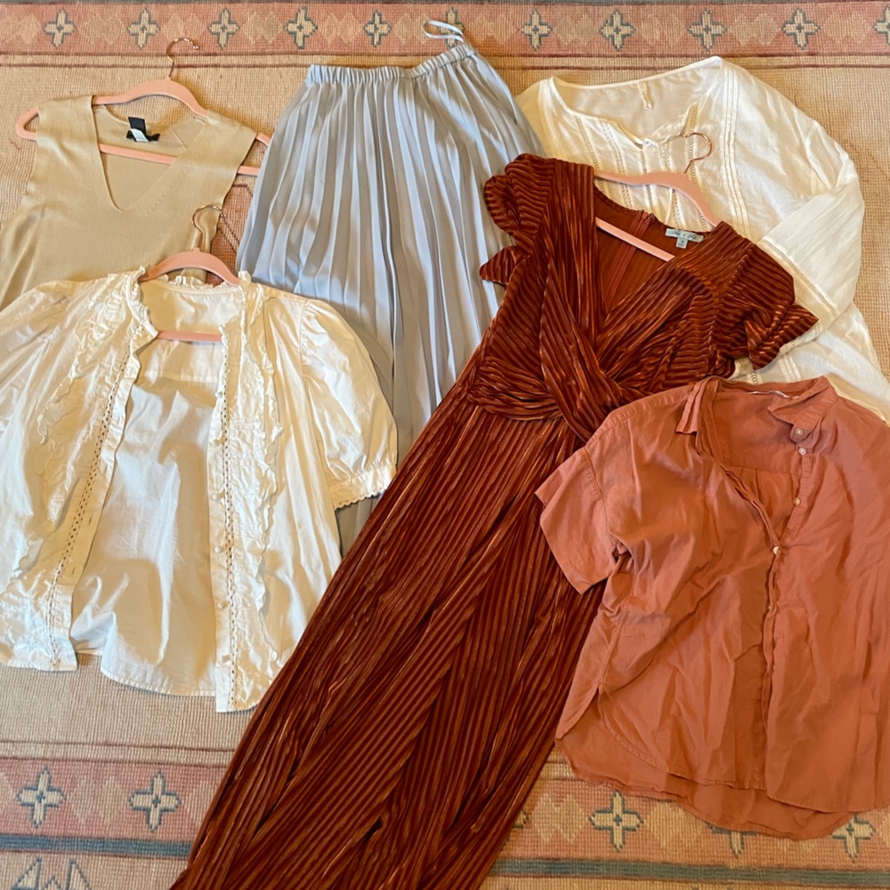 13 piece designer brand lot - blouses, jeans, dresses, rompers, tops